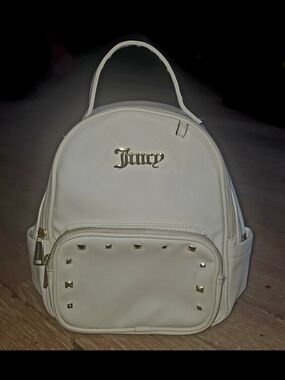 Juicy Couture White Mini Backpack with Gold Studs & Hardware